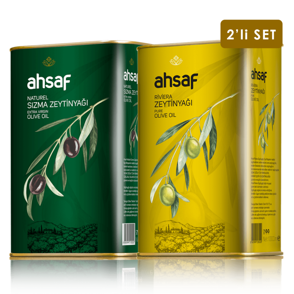Riviera Zeytinyağı 1L Teneke  + Natürel Sızma Zeytinyağı 1L Teneke ( 2'li Ekonomik Paket )