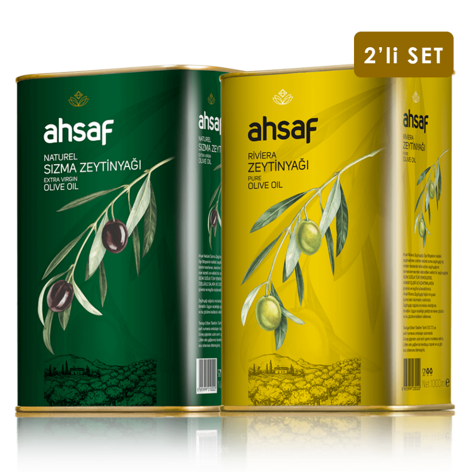Riviera Zeytinyağı 1L Teneke  + Natürel Sızma Zeytinyağı 1L Teneke ( 2'li Ekonomik Paket )