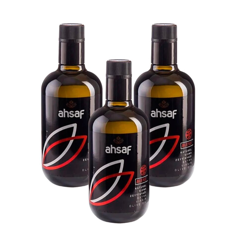 Ahsaf Soğuk Sıkım Natürel Sızma Zeytinyağı Blend 500 ml Cam (3'lü Ekonomik Paket)