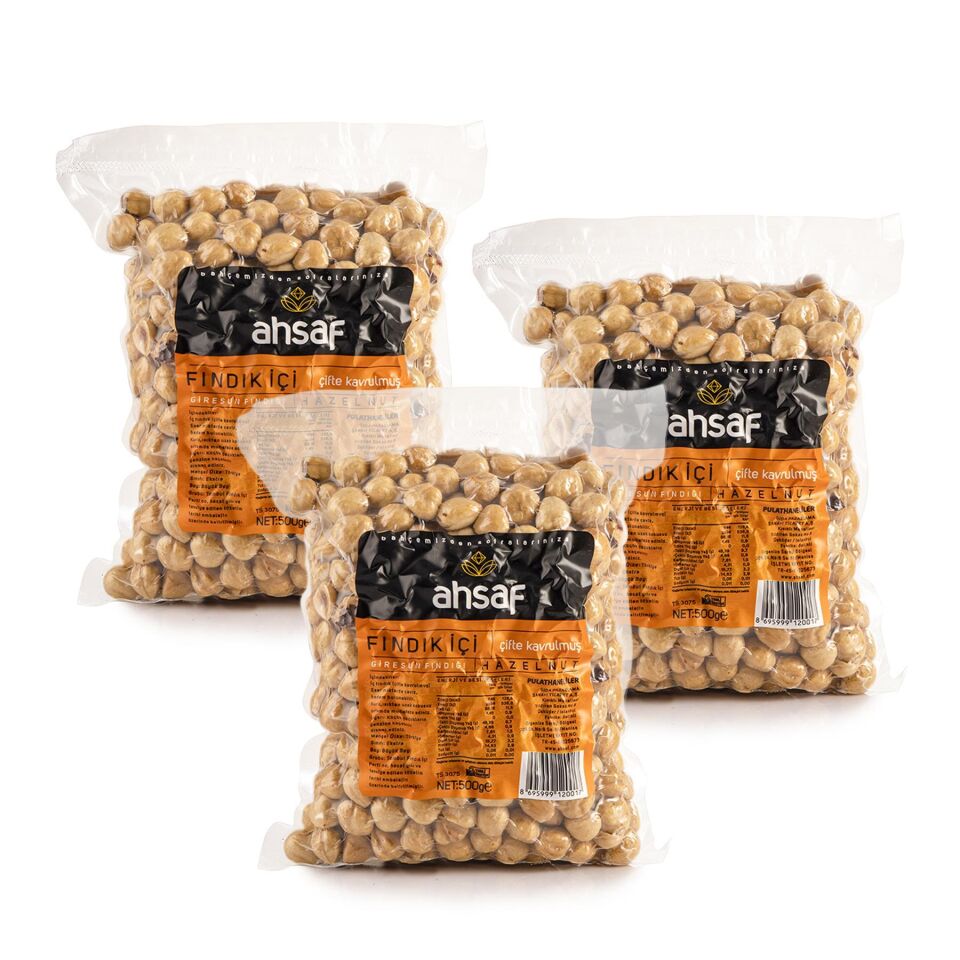 Kavrulmuş İç Fındık 500 Gr Vakum Ambalaj (3'lü Ekonomik Paket)