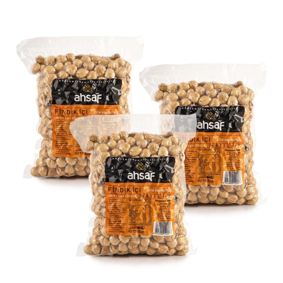 Kavrulmuş İç Fındık 500 Gr Vakum Ambalaj (3'lü Ekonomik Paket)