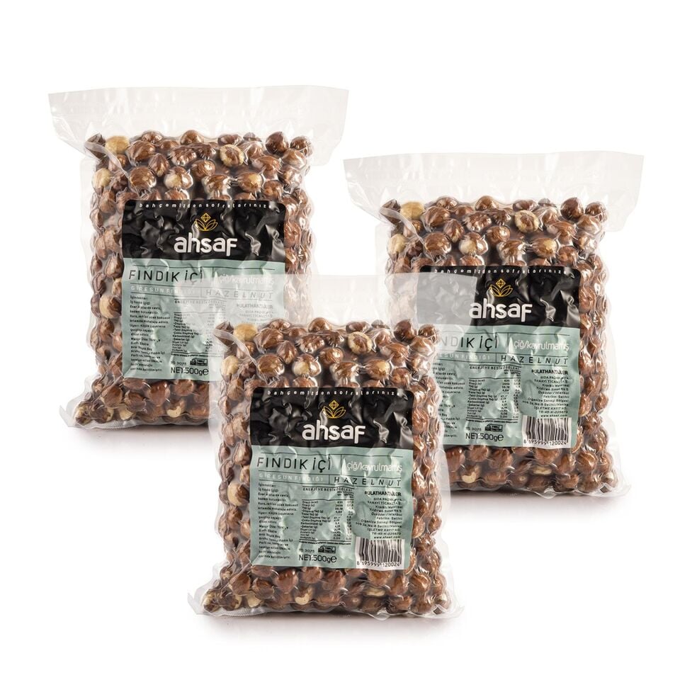 Çiğ İç Fındık 500 Gr Vakum Ambalaj (3'lü Ekonomik Paket)