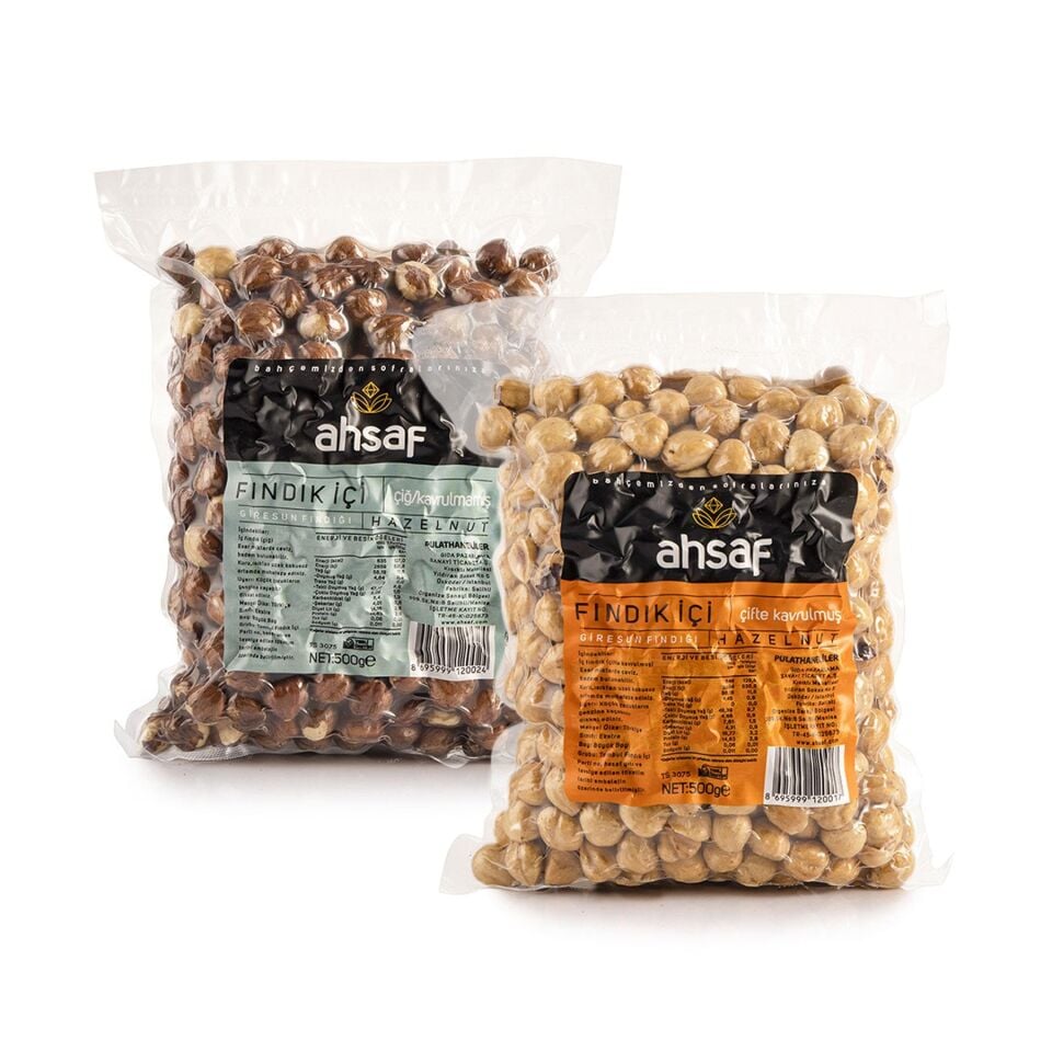 Çiğ İç Fındık 500 Gr Vakum Ambalaj + Kavrulmuş İç Fındık 500 Gr Vakum Ambalaj