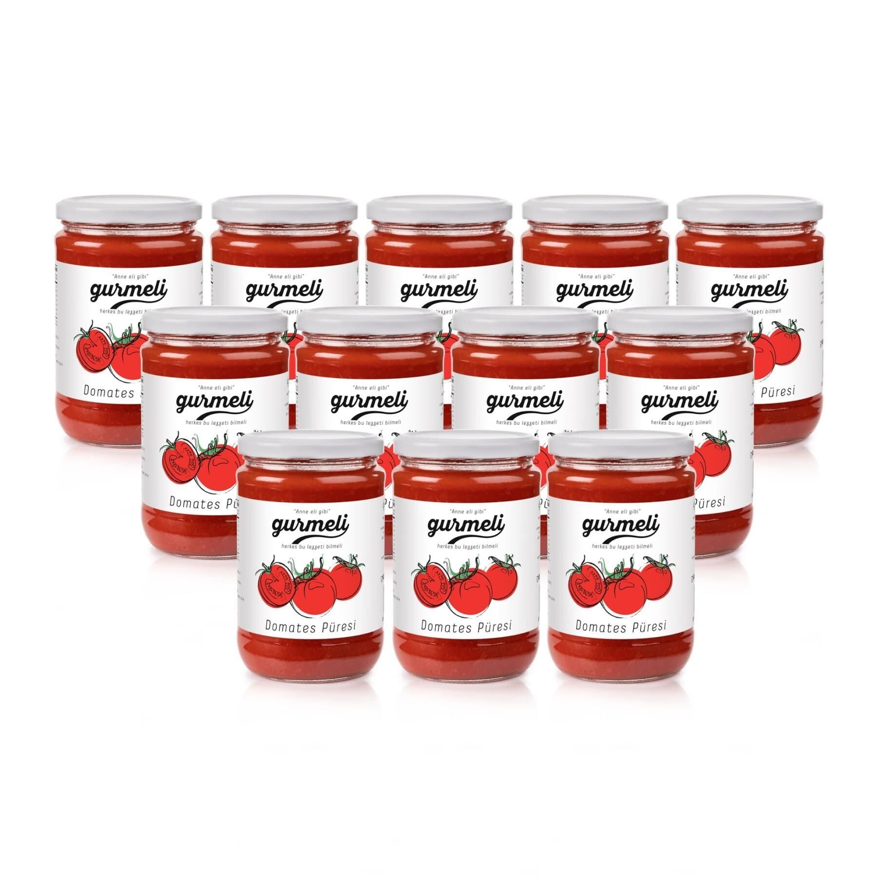 Gurmeli Domates Püresi 550 gr Cam (12'li Paket)